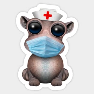 Cute Baby Hippo Nurse Sticker